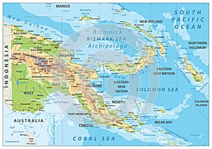 Papua New Guinea Physical Map photo